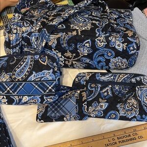 Vera Bradley Java Blue Navy and Tan 4 pc set Patterned Bags